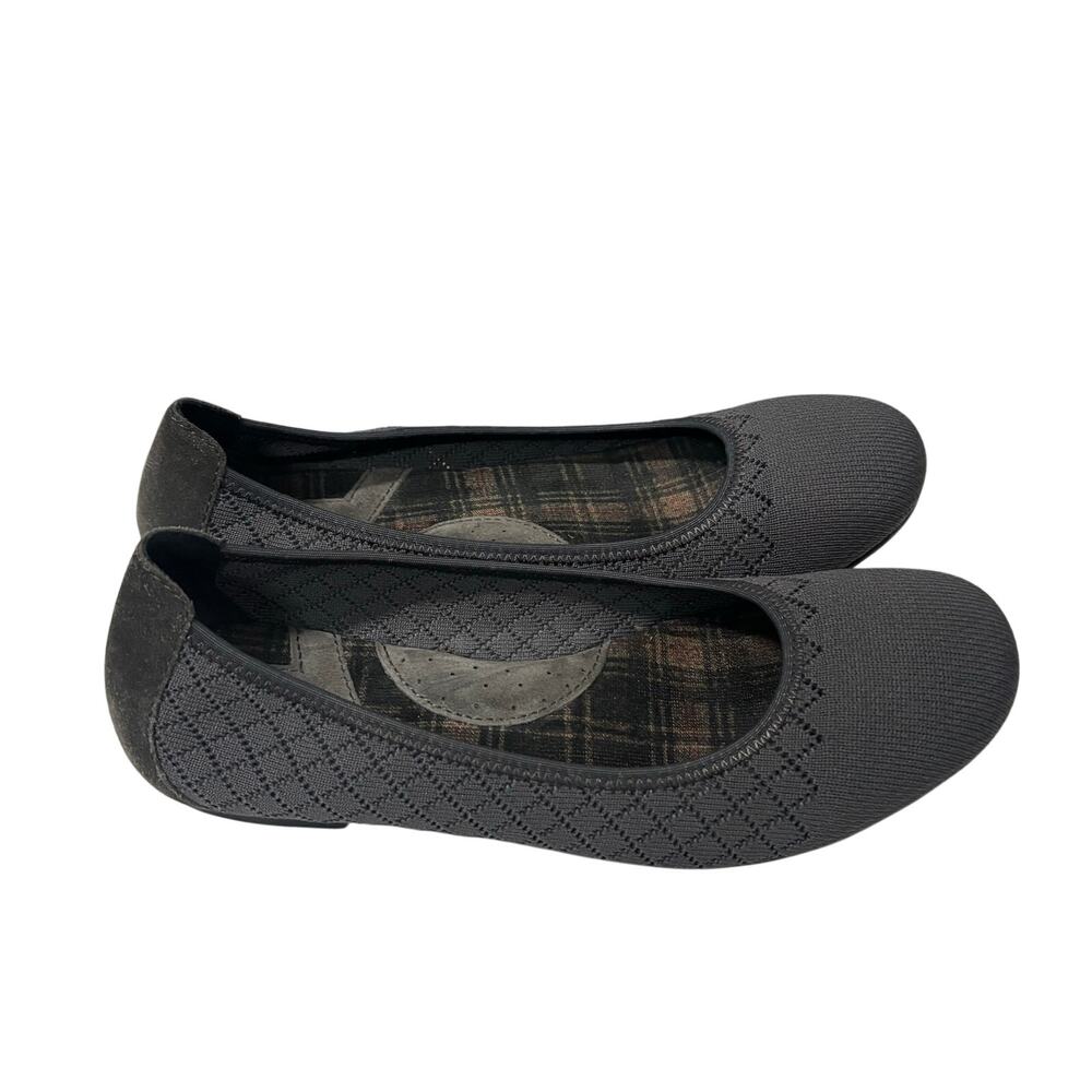 Børn Gray Knit Ballet Flats Women’s 9M Comfort Slip On Shoes Plaid Lined